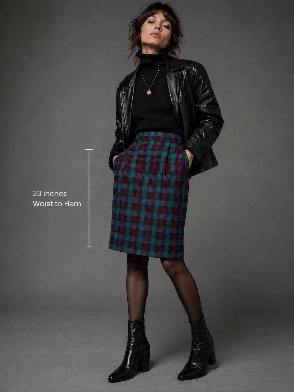 Vintage 1970s/1980s Pendleton Plaid Wool Skirt Petite 4 Purple Teal USA Made